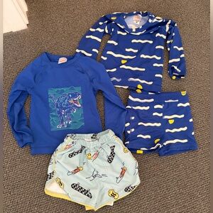 Hanna Andersson lot of 4 rash guards swim bathing suits trucks 2T
